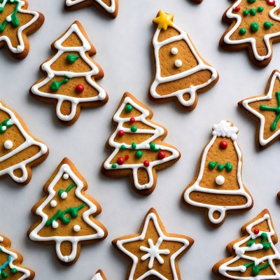 Christmas Gingerbread Cookies on White
