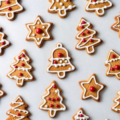 Christmas Gingerbread Cookies on White