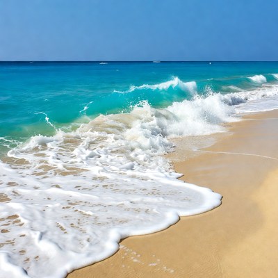 Ocean Waves Crashing on Sandy Beach