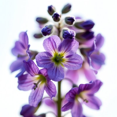 Purple Flowers on White Background