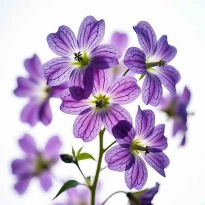 Purple Veined Flowers on White Background