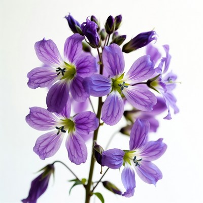 Purple Spiderwort Flowers on White Background