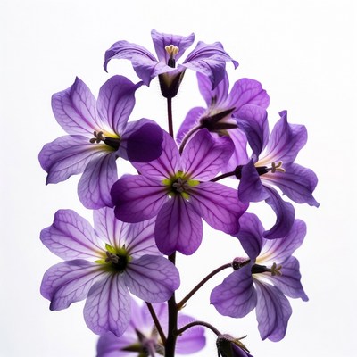 Purple Flowers on White Background