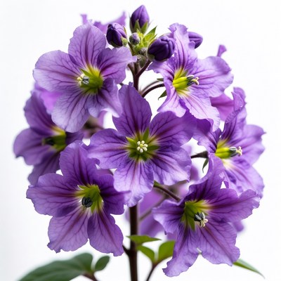 Purple flower cluster on white background