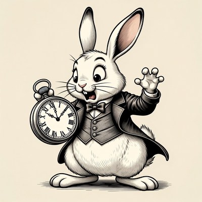 White Rabbit holding pocket watch