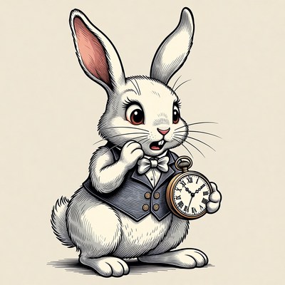 White Rabbit holding pocket watch