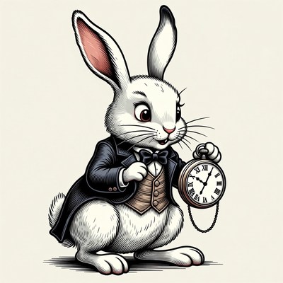 White Rabbit holding pocket watch