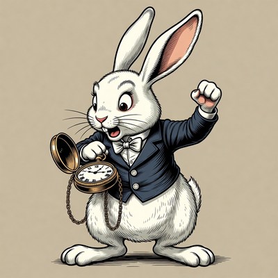 White Rabbit holding pocket watch