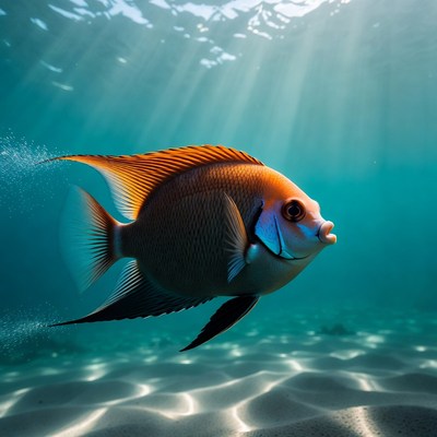 Orange Angelfish Swimming Underwater