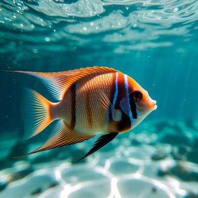 Colorful Angelfish Swimming Underwater