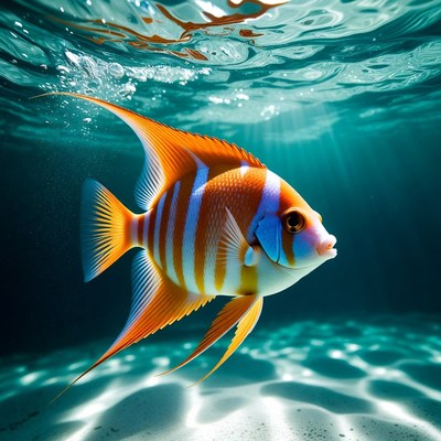 Vibrant Angelfish Swimming Underwater
