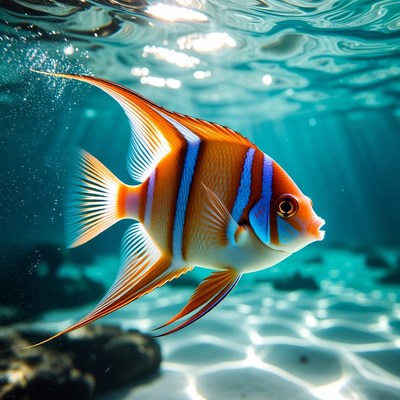 Colorful Angelfish Swimming Underwater