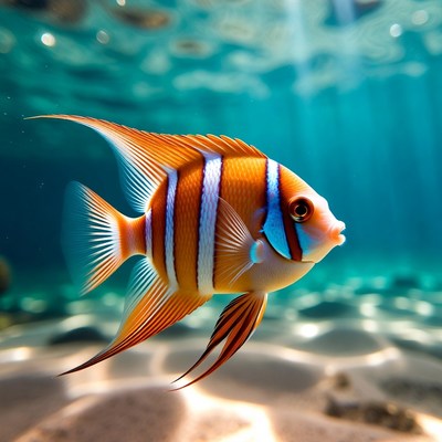Colorful Angelfish Swimming Underwater