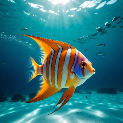 Colorful Angelfish Swimming Underwater