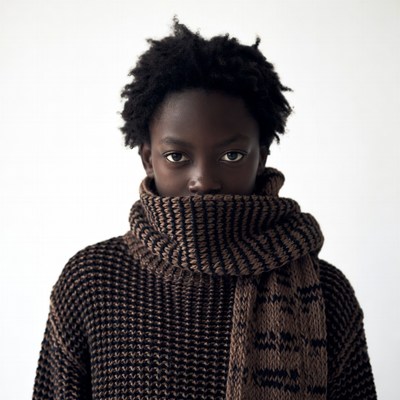 African woman in knitted scarf