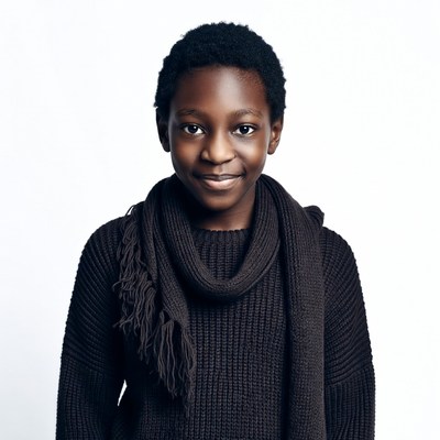 African boy smiling with scarf