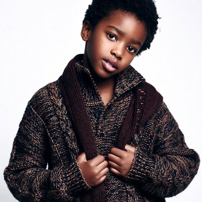 African-American boy in knit sweater