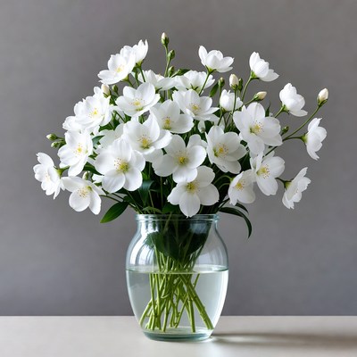 White Flowers in Glass Vase
