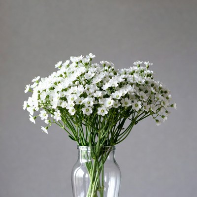 White baby's breath in glass vase