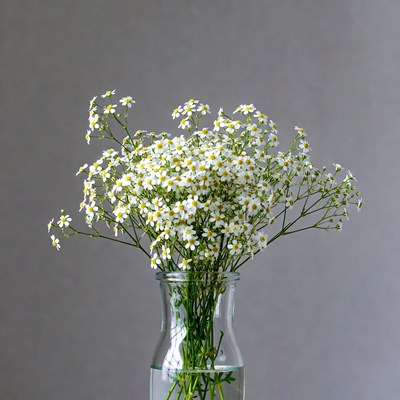 White Daisies in Glass Vase