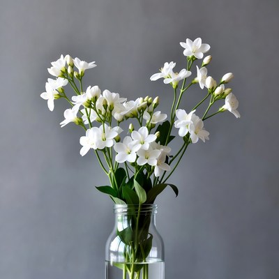 White Flowers in Glass Vase