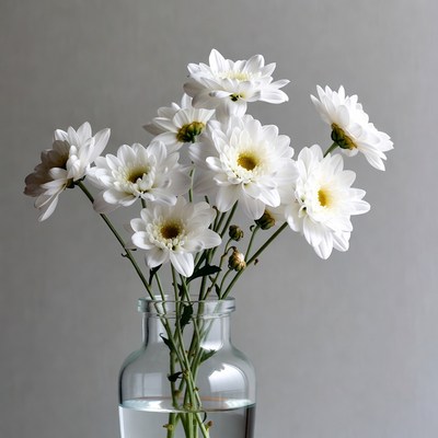 White Daisies in Glass Vase