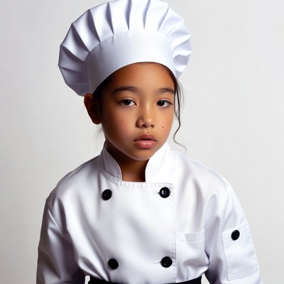 Asian girl in chef uniform