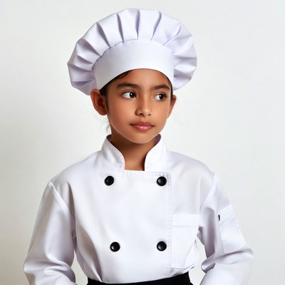 Girl wearing chef uniform