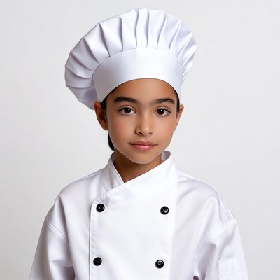 Girl wearing chef uniform