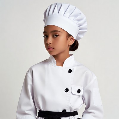 Young girl wearing chef uniform