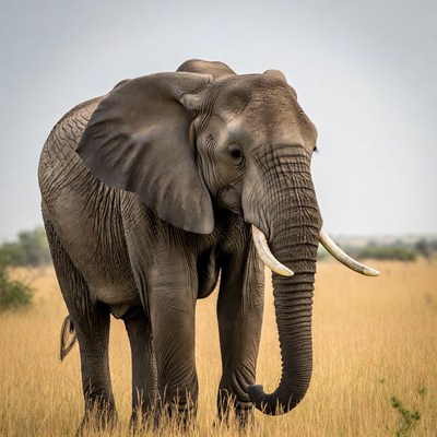 Elephant standing in savanna grass