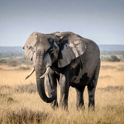 Elephant standing in savanna grass