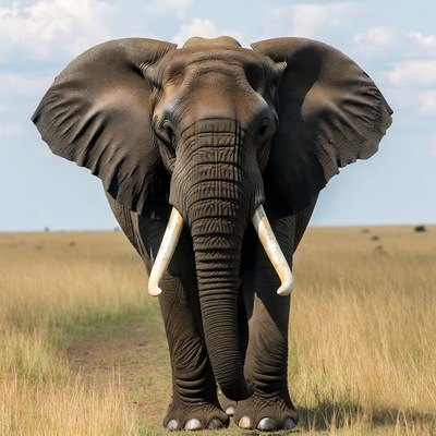 Elephant standing in savanna grass