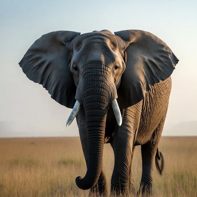 African elephant walking in savanna