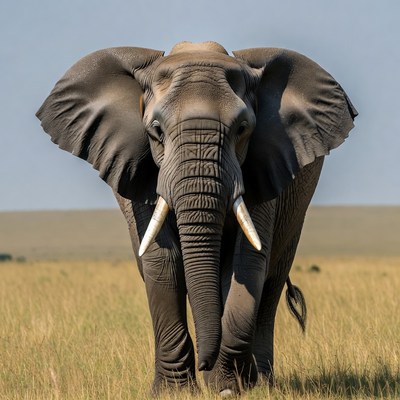 Elephant standing in savanna grass