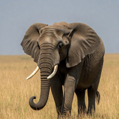 Elephant walking in savanna grass
