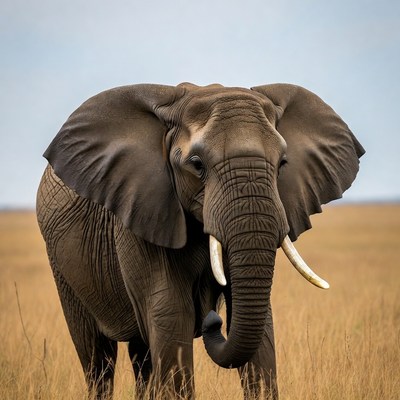 African elephant in savanna grass