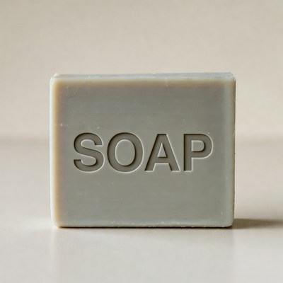 Gray Soap Bar with SOAP Text