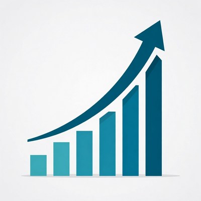 Blue Upward Bar Graph