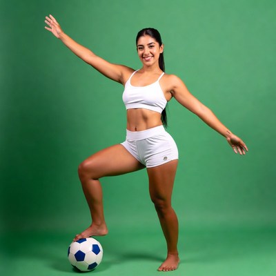 Latina woman balancing soccer ball