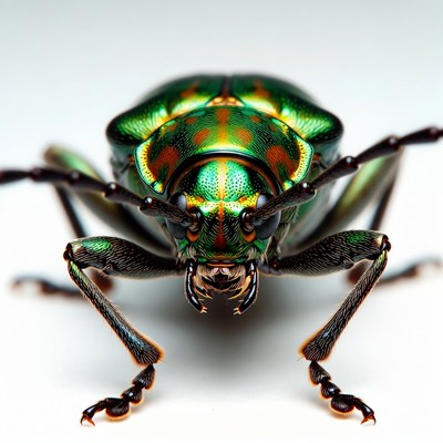 Shiny Green Metallic Beetle Closeup