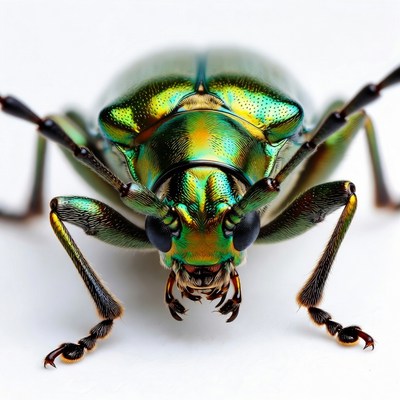Close-up green metallic beetle