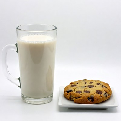 Glass of Milk and Chocolate Chip Cookie