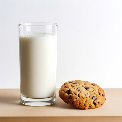 Glass of Milk and Chocolate Chip Cookie