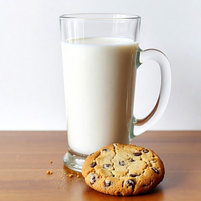 Glass of Milk and Chocolate Chip Cookie