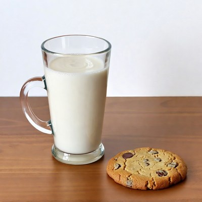 Glass of Milk and Chocolate Chip Cookie