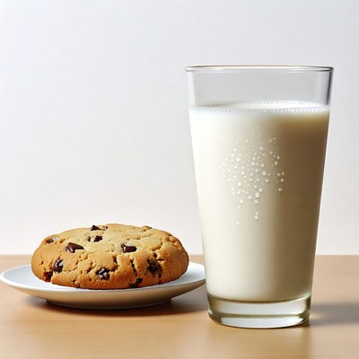 Chocolate Chip Cookie and Glass of Milk