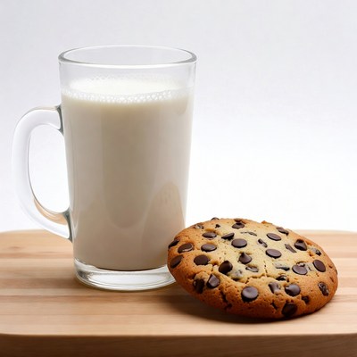 Glass of Milk and Chocolate Chip Cookie