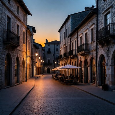 Sunset Narrow Street Cafe Patrons