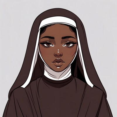 African-American nun illustration